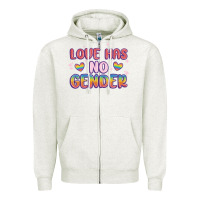 Oatmeal Heather love no gender Zipper Hoodie - MaliasSmallBusiness