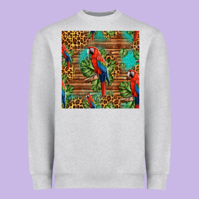 Macaw Parrot Seamless Pattern Heavyweight Sweatshirt Designed By Hra Design Shop