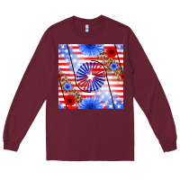 Patriotic Usa Flag And Sunflower Long Sleeve Tee | Teevron