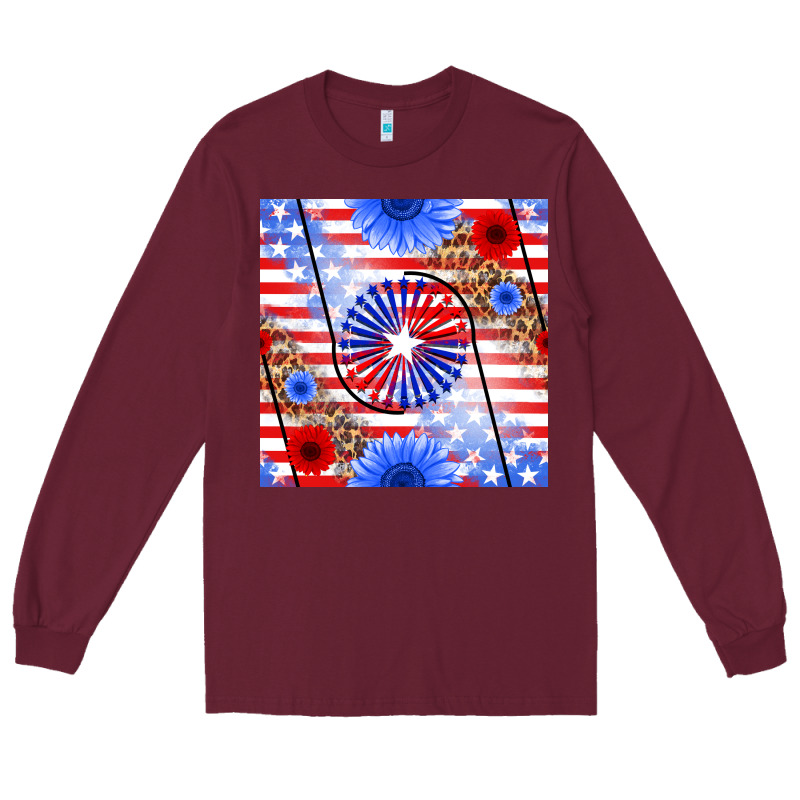 Patriotic Usa Flag And Sunflower Long Sleeve Tee by BundleAndBundleShop | Teevron
