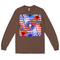 Chestnut patriotic usa flag and sunflower Long Sleeve Tee - BundleAndBundleShop