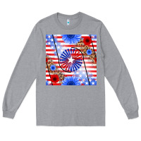 Heather Grey patriotic usa flag and sunflower Long Sleeve Tee - BundleAndBundleShop