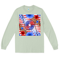 Matcha patriotic usa flag and sunflower Long Sleeve Tee - BundleAndBundleShop