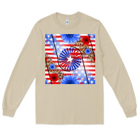 Mushroom patriotic usa flag and sunflower Long Sleeve Tee - BundleAndBundleShop
