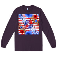 Plum patriotic usa flag and sunflower Long Sleeve Tee - BundleAndBundleShop