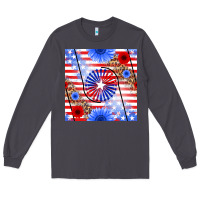 Smoke patriotic usa flag and sunflower Long Sleeve Tee - BundleAndBundleShop