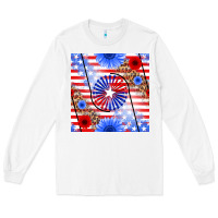 White patriotic usa flag and sunflower Long Sleeve Tee - BundleAndBundleShop