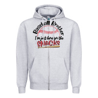 Heather Grey baseball brother i'm just here for the snacks Zipper Hoodie - MaliasSmallBusiness