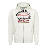 Oatmeal Heather baseball brother i'm just here for the snacks Zipper Hoodie - MaliasSmallBusiness