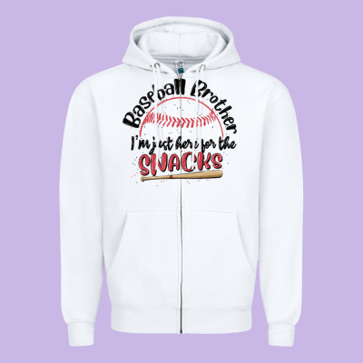 Baseball Brother I'm Just Here For The Snacks Zipper Hoodie Designed By Maliassmallbusiness
