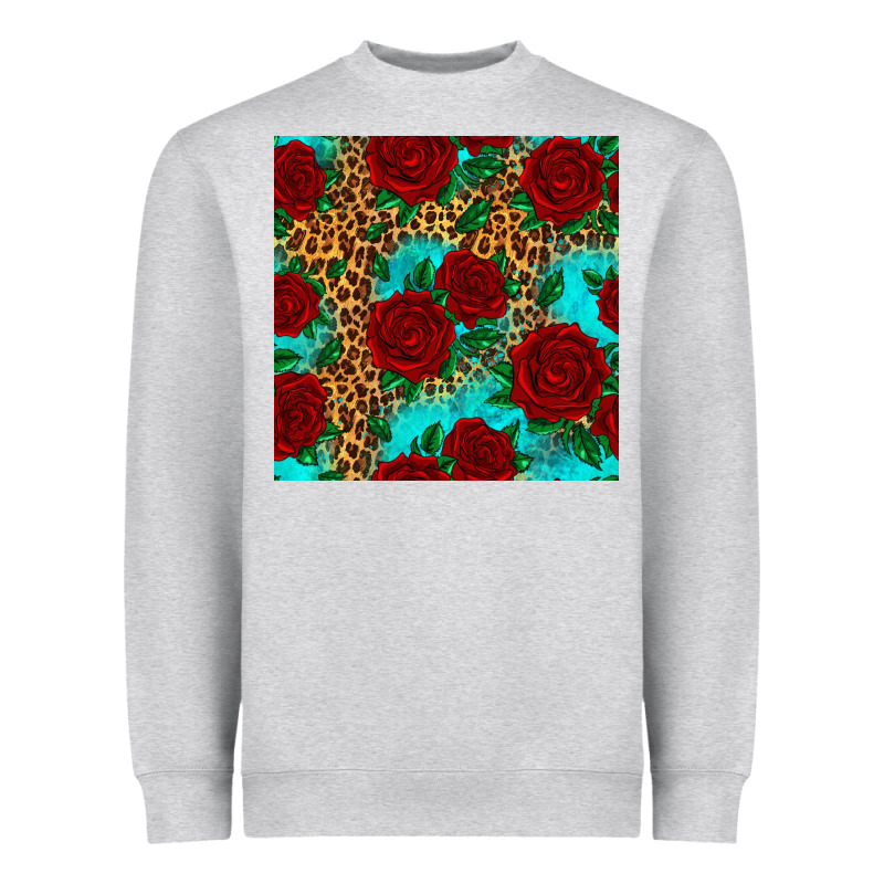 Leopard Roses Seamless Pattern Heavyweight Sweatshirt by HRA Design Shop | Teevron