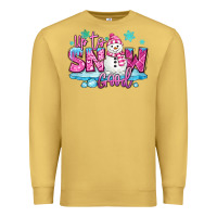 Antique Gold up to snow good pink christmas winter snowman Premium Sweatshirt - MaliasSmallBusiness