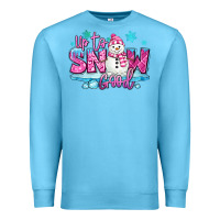 Ocean Blue up to snow good pink christmas winter snowman Premium Sweatshirt - MaliasSmallBusiness
