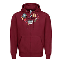 Burgundy teacher Zipper Hoodie - MaliasSmallBusiness