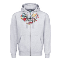 Heather Grey teacher Zipper Hoodie - MaliasSmallBusiness