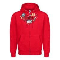 Red teacher Zipper Hoodie - MaliasSmallBusiness