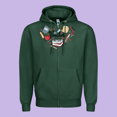 Teacher Zipper Hoodie Designed By Maliassmallbusiness