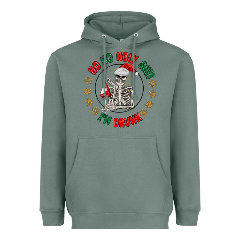 Ho Ho Holly Shit Skeleton Santa Heavyweight Hoodie by MaliasSmallBusiness | Teevron