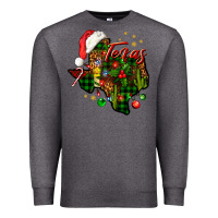 Charcoal Heather Christmas Texas map Premium Sweatshirt - NancyCooperArtShop