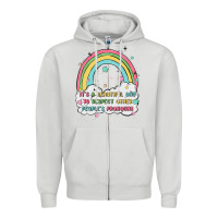 Dove Grey beautiful day to respect pronouns Zipper Hoodie - MaliasSmallBusiness