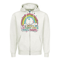 Oatmeal Heather beautiful day to respect pronouns Zipper Hoodie - MaliasSmallBusiness
