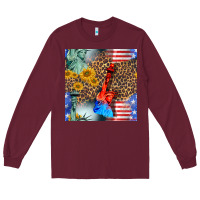 Burgundy statue of liberty american flag Long Sleeve Tee - BundleAndBundleShop