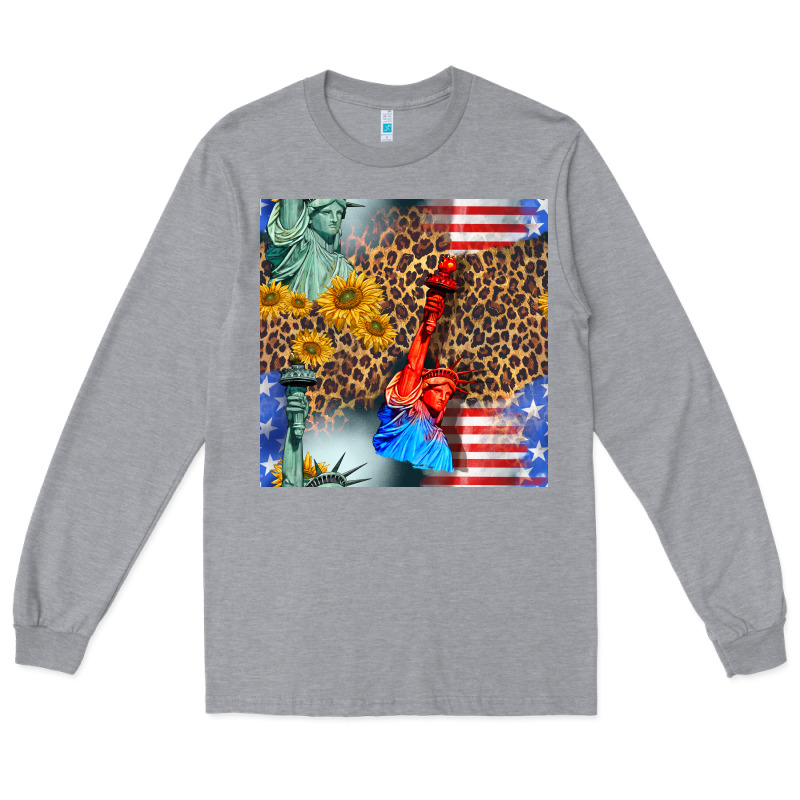 Statue Of Liberty American Flag Long Sleeve Tee by BundleAndBundleShop | Teevron