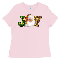 Bubblegum Pink Christmas santa clause joy Ladies Tee - AdoDesignShop