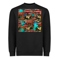 Black hunting deer american flag seamless pattern Heavyweight Sweatshirt - HRA Design Shop