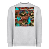 Heather Grey hunting deer american flag seamless pattern Heavyweight Sweatshirt - HRA Design Shop