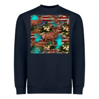 Navy hunting deer american flag seamless pattern Heavyweight Sweatshirt - HRA Design Shop