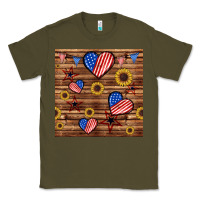 Army Green 4th of july hearts seamless pattern Classic Tee - BundleAndBundleShop