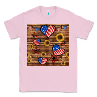 Bubblegum Pink 4th of july hearts seamless pattern Classic Tee - BundleAndBundleShop