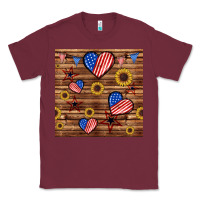 Burgundy 4th of july hearts seamless pattern Classic Tee - BundleAndBundleShop