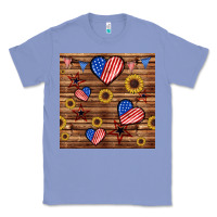 Colony Blue 4th of july hearts seamless pattern Classic Tee - BundleAndBundleShop