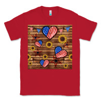 Red 4th of july hearts seamless pattern Classic Tee - BundleAndBundleShop