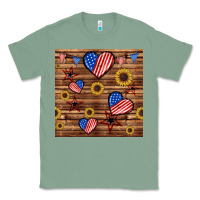 Sage 4th of july hearts seamless pattern Classic Tee - BundleAndBundleShop