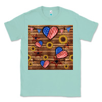 Seafoam 4th of july hearts seamless pattern Classic Tee - BundleAndBundleShop