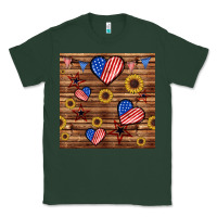 Sports Green 4th of july hearts seamless pattern Classic Tee - BundleAndBundleShop