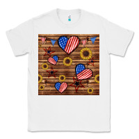 White 4th of july hearts seamless pattern Classic Tee - BundleAndBundleShop