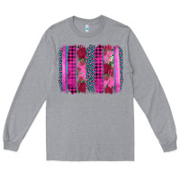 Heather Grey valentine's day floral leopard brushstroke Long Sleeve Tee - AdoDesignShop