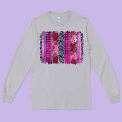 Valentine's Day Floral Leopard Brushstroke Long Sleeve Tee Designed By Adodesignshop