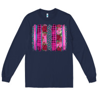 Navy valentine's day floral leopard brushstroke Long Sleeve Tee - AdoDesignShop