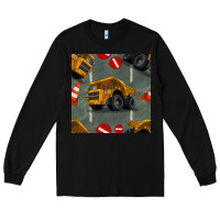 Black dump truck seamles pattern Long Sleeve Tee - BundleAndBundleShop
