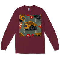 Burgundy dump truck seamles pattern Long Sleeve Tee - BundleAndBundleShop