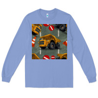Colony Blue dump truck seamles pattern Long Sleeve Tee - BundleAndBundleShop
