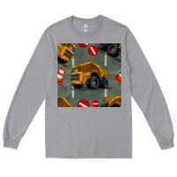 Heather Grey dump truck seamles pattern Long Sleeve Tee - BundleAndBundleShop