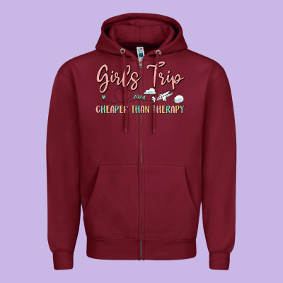 Girls Trip Cheaper Than Therapy Zipper Hoodie Designed By Maliassmallbusiness