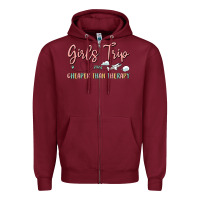 Burgundy girls trip cheaper than therapy Zipper Hoodie - MaliasSmallBusiness