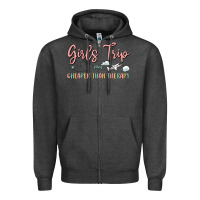 Charcoal Heather girls trip cheaper than therapy Zipper Hoodie - MaliasSmallBusiness